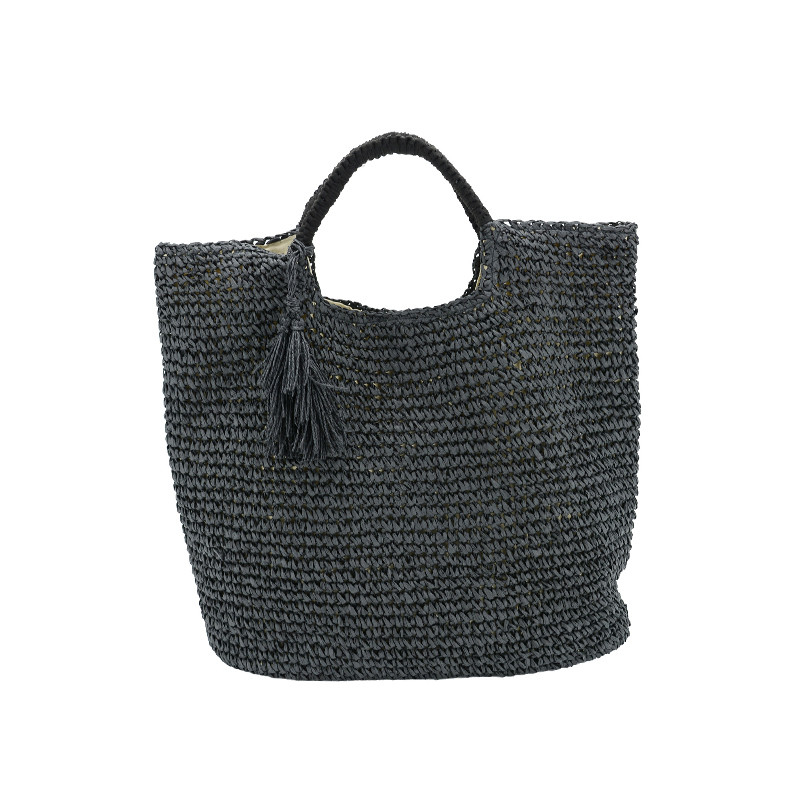 Diving Material Hand Woven Rope Hand Punched Khaki Beach Bag Large Capacity Outdoor Tote Bag